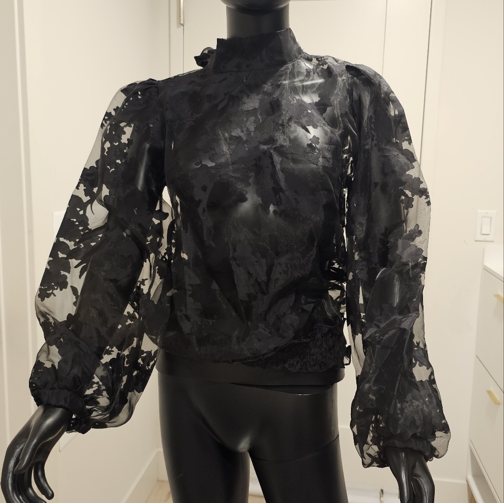 Zara Black Chiffon Blouse